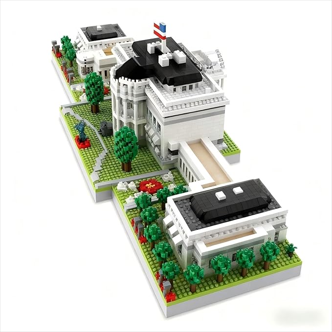 Micro Mini Building Block Sets for Adults, No Compatible with Lego, White House Famous Landmark Building Moldel for Home & Office Decor, MOC 3D Creative Model Gifts for Christmas