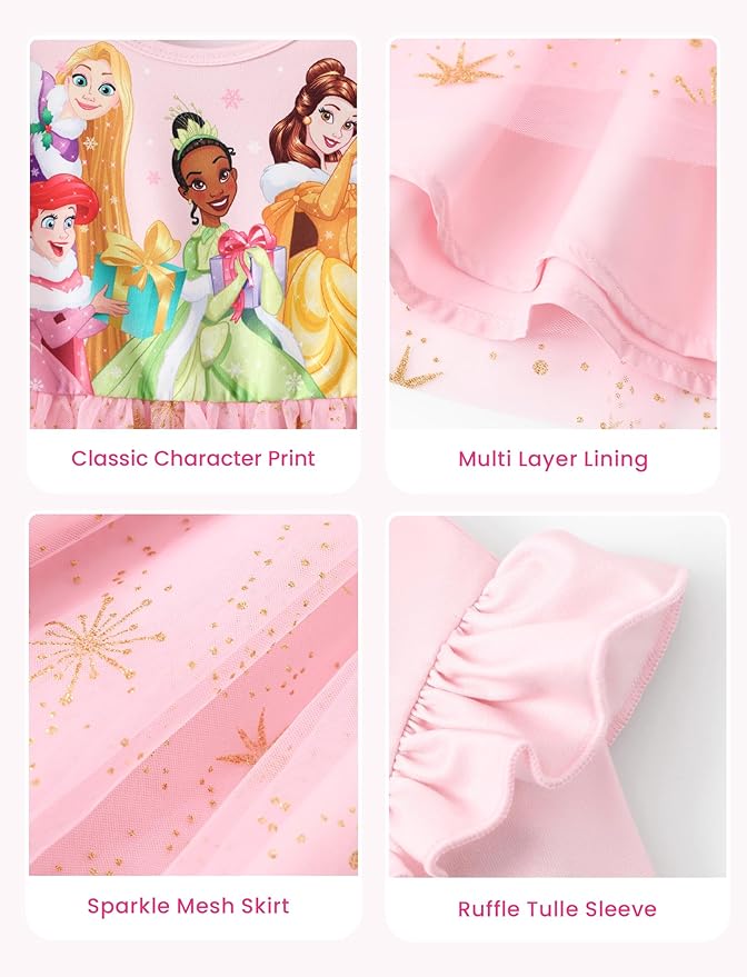 Disney Princess Frozen Minnie Mouse Dress Girls Sparkle Ruffle Tulle Tutu Birthday Party Fall Outfits Clothes Baby to Toddler