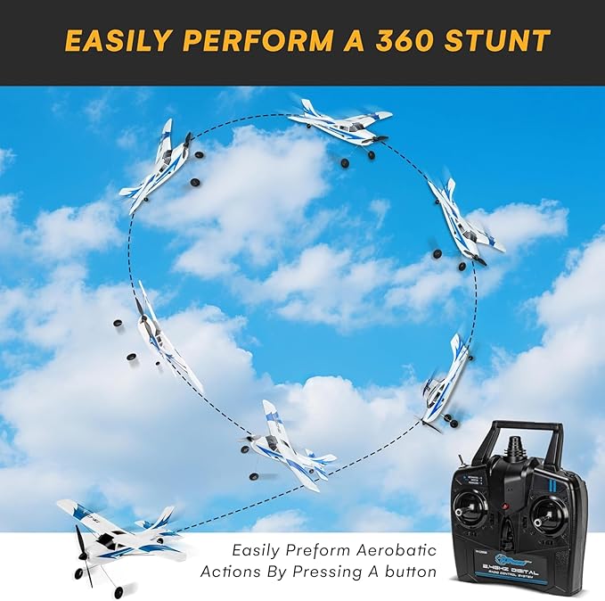 Top Race Remote Control Airplane - RC Plane 3 Channel Battery-Powered - Radio Control Airplanes for Adults and Kids 8+ - Easter Gift Toy - Easy to Control Electric Planes with Propeller Saver