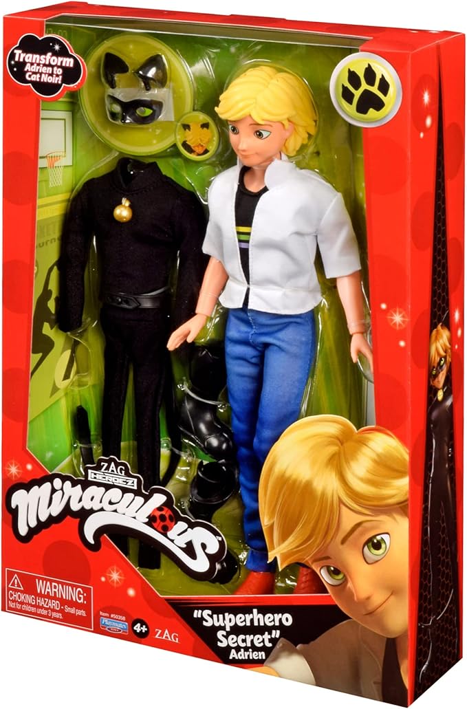 Miraculous Ladybug Superhero Secret Adrien with Cat Noir Outfit by Playmates Toys