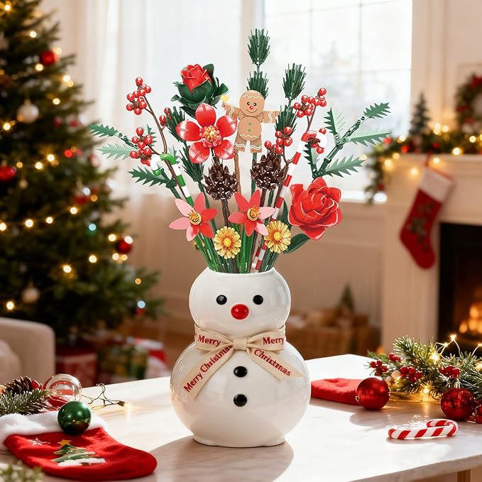 Christmas Flowers Bouquet Building Set, Xmas Botanical Collection Compatible with Lego Flowers for Home Living Room Christmas Decor, Xmas Gift for Grandkids & Teens, 865 PCS
