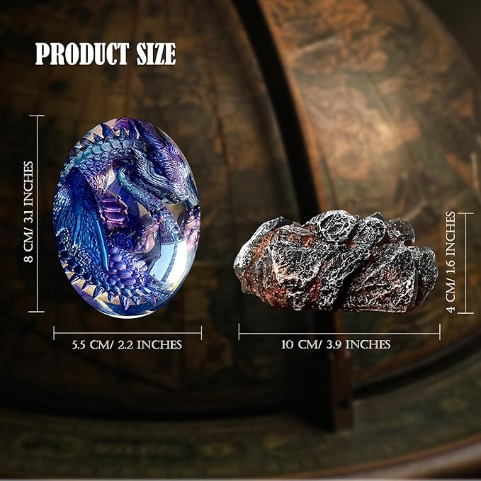 ACOCOFE Dragon Egg,Lava Dragon Eggs with Base Ornaments,Handmade Sculpture Resin Crystal Dragon Souvenir,Dragon Ornaments Gift for Christmas,Birthdays,Graduation (Purple with Base)