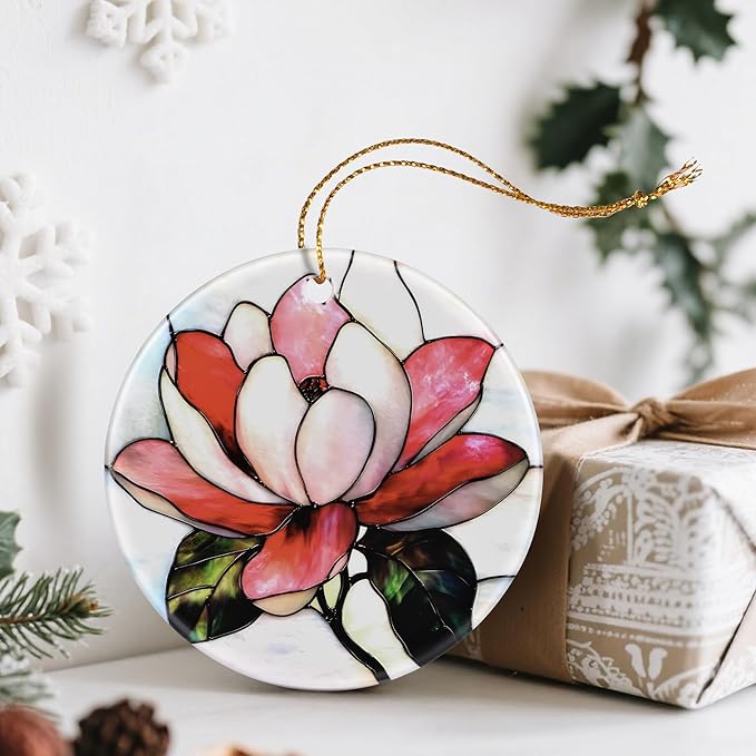 Magnolia Flower Christmas Ornaments: Christmas Tree Ornaments, Holiday Decor for Flower Lovers, Stocking Stuffers, Gift Ideas, Xmas Gifts & Gifts for Nature and Garden Lovers