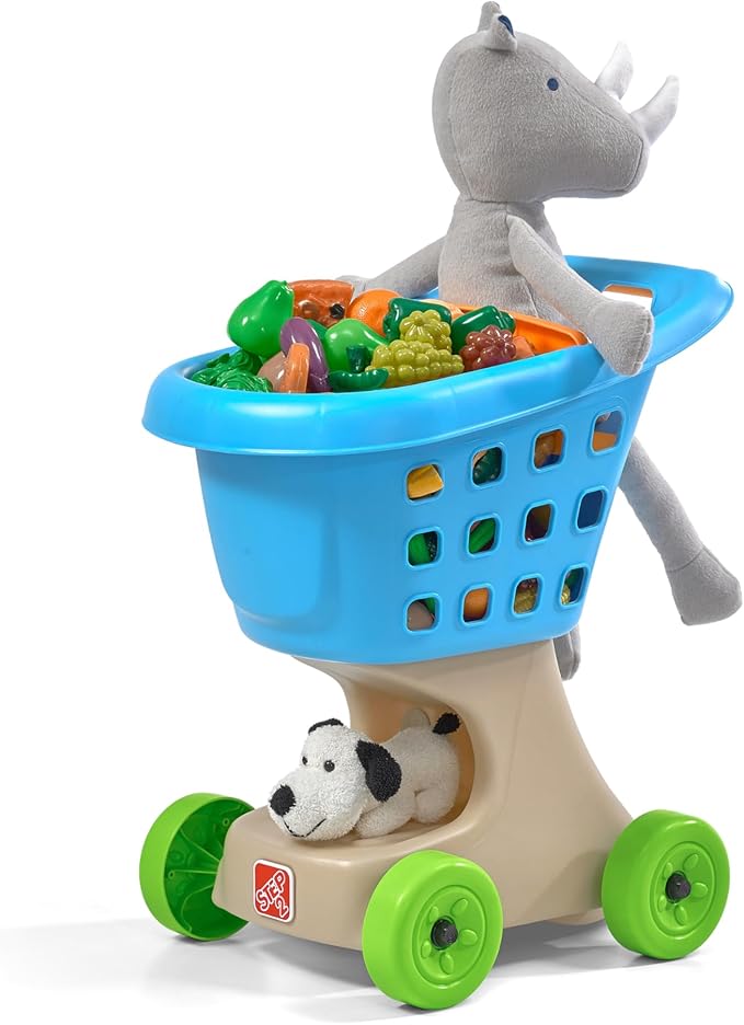 Step2 Little Helper's Shopping Cart for Kids, Play Grocery Cart, Made of Durable Plastic, for Toddlers 2+ Years Old, Blue
