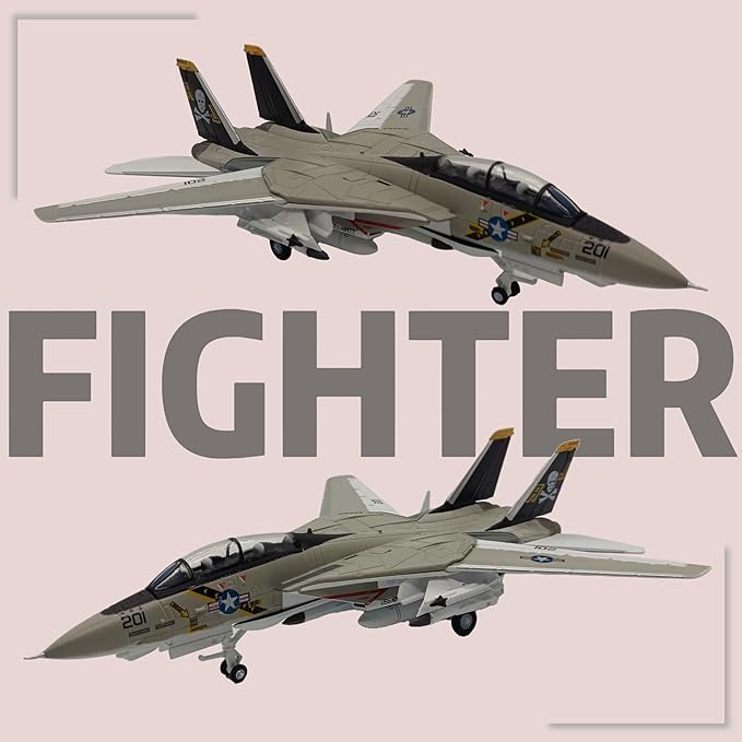 1:100 Scale Bomber Attack Plane Military Model Plane F-14 Tomcat（Foldable Wings Fighter Jet Model Diecast Airplanes Collection Plane for Gifts（NO:201