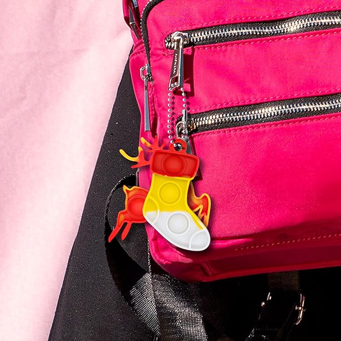 48PCS Christmas Pop Keychain PartyFavors Pop Push Fidget Toys Fidget Keychain for Kids Pop Toys Bubble Wrap Pop Toys Anxiety Stress Reliever for Kids Adults