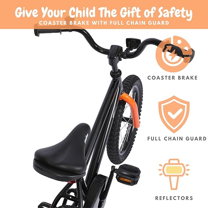 Kid Bike with Training Wheels, BMX 16 inch Bike with Pedals, Toddle Bicycle for 3-5 Year Old Boys Girls, Birthday Gift