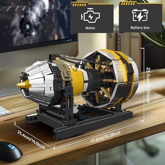 Mould King City Aircraft Engine Building Set-Turbojet Engine Model That Runs with Motor-Collectible Blocks Kit for Adults -Mechanical Science Education STEM Toy(2256 PCS)