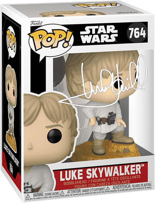 Mark Hamill Luke Skywalker #764 Binary Sunset Facsimile Signed Reprint Laser Autographed Funko POP! Movies Star Wars Figurine with Protector Case