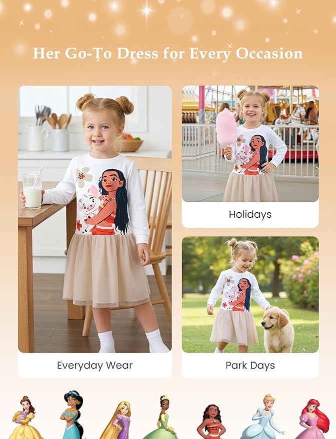 Disney Stitch Minnie Elsa Princess Sweatshirt Dress Toddler Girl Sequin Long Sleeve Pullover Clothes Fall Outfit 2-9 Years