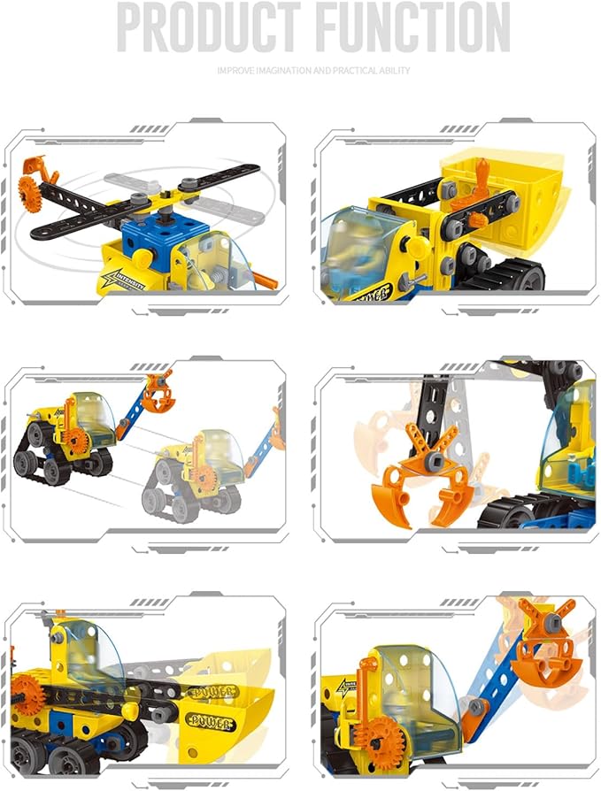 6 in 1 STEM Toys,Engineering Topic Education DIY Assembly Disassembly Toys Engineering Building Sets Building Toys for Kids Ages 4-8 Prefect Gifts
