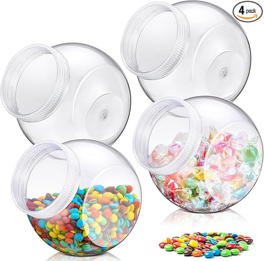 4 Pcs Plastic Candy Jar with Lid for Candy Buffet Large Storage Jar Clear Food Storage Canisters Kitchen Countertop Container for Cookies Beans Snacks Indoor Outdoor Wedding(40 oz)