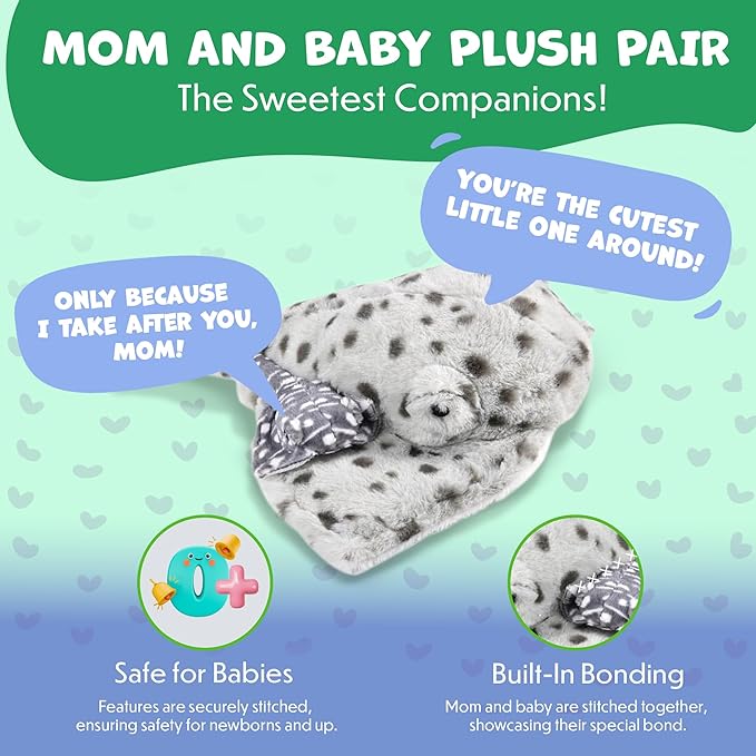 Mom and Baby Stuffed Animals for Boys & Girls, Safari Baby Shower Decorations, Nursery Decor, Zoo Animals for Toddlers, Quality Realistic Toys Kids Will Love, Cute, Soft, Huggable (21" Stingray)