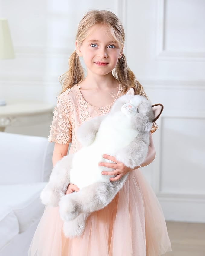 20" Length Adorable Stuffed Animal - Handmade Plush Soft Cat - Present Gift for Boys/Girls (Grey Ragdoll Cat)