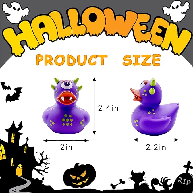 24 Pcs Halloween Rubber Ducks,Halloween Ducks Bath Toys for Kids,Halloween Party Favors Supplies,Goodie Bags Fillers Stuffers for Halloween Decor,Baby Showers,Birthday Gifts(Halloween)
