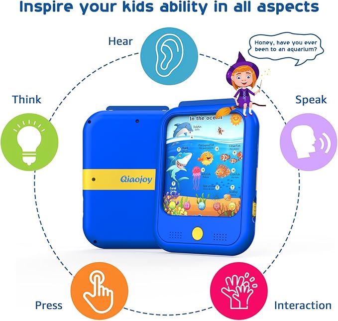 Kids Learning Tablet Educational Learning Pad for Toddlers 2-5 to Learn Alphabets, Numbers, Foods, Time, Music, Vehicles,Jurassic Park, Tablet Toy for Toddlers Ages 2 3 4 5 6 Years Old