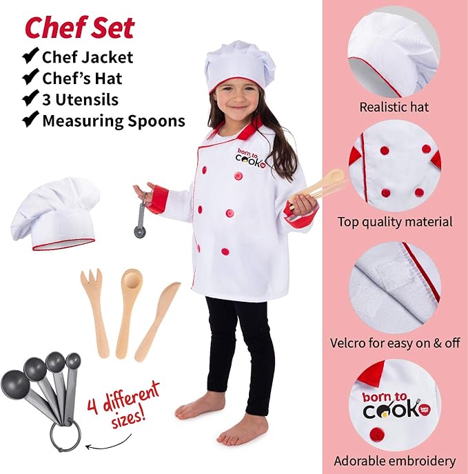Born Toys Kids Dress Up Costumes for Toddlers - Washable Play Outfits for Boys & Girls, Ages 3-7 (Worker, Chef, Gardener)