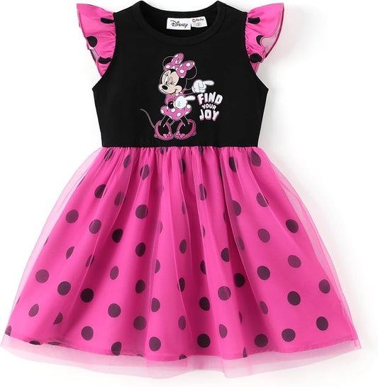 Disney Frozen Elsa Princess Cinderella Ariel Jasmine Rapunzel Baby/Toddler Dress, Ruffle Long-Sleeve Mesh Overlay Tulle Dress