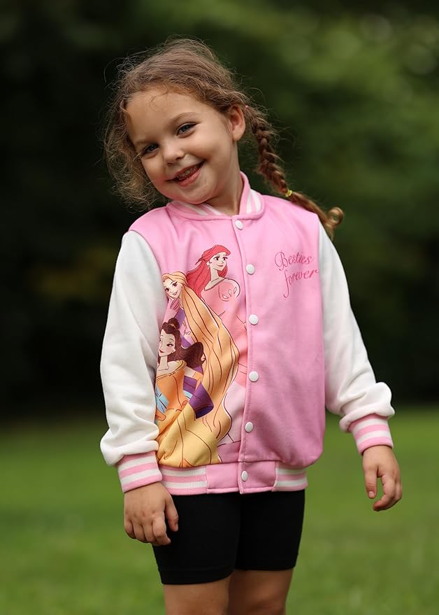 Disney Minnie Mickey Stitch Princess Frozen Elsa Marvel Jacket Lightweight Coat Button up Color Block Sweatshirt 2-14 Years