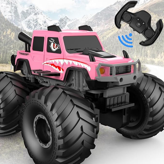 NQD® Monster Truck Toys, Waterproof 360°Rotate 4x4 RC Truck, Amphibious Remote Control Monster Trucks, 2.4GHz All Terrain Off-Road Pickup Toy RC Car for Gifts for Boys Kids Age 6 7 8 9 10 11 12+,Pink