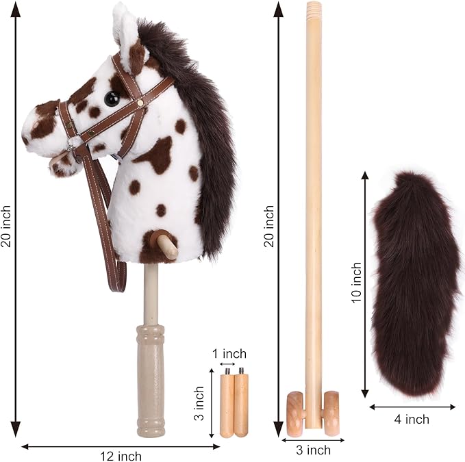 Stick Horse with Realistic Sound Effects, Hobby Horse, Wooden Pole, Handle, and Wheels, 38 Inch Tall Horse Toys Gift for Kids Toddlers 3 and Up, Black (AA Batteries Required)