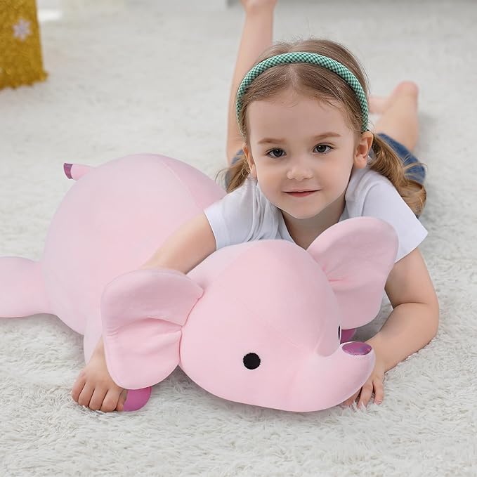 4.2lbs 24in Elephant Weighted Stuffed Animals,Weighted Plush, Gifts for Kids, Adults,Girls and Boys(Pink)