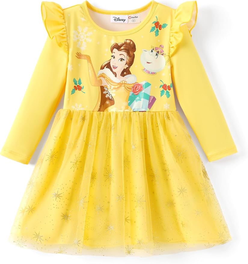 Disney Princess Frozen Minnie Mouse Dress Girls Sparkle Ruffle Tulle Tutu Birthday Party Fall Outfits Clothes Baby to Toddler