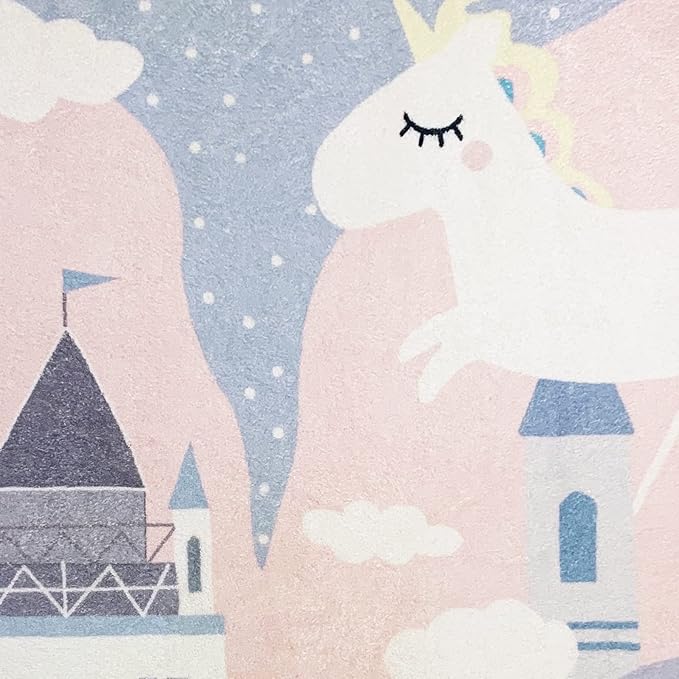 ABREEZE Kids Rug Play Mat, Ultra Soft Pink Unicorn Nursery Rug, 3.3'x5', Non Slip for Kids Room, Bedroom Decor, Living Room