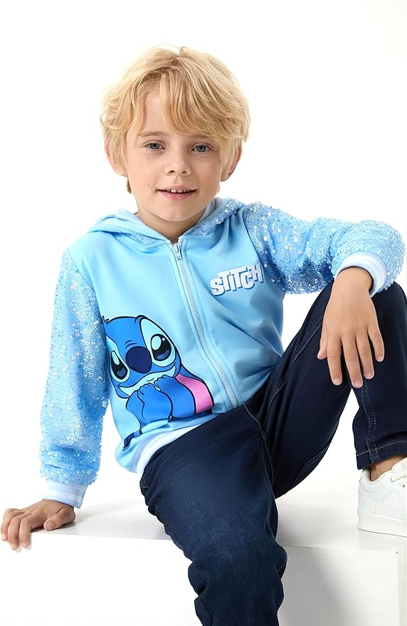 Disney Frozen Elsa Stitch Minnie Mouse Toddler Girl Jacket Sequin Zipper Hoodie Sweatshirt Coat Birthday Clothes 3-13 Years