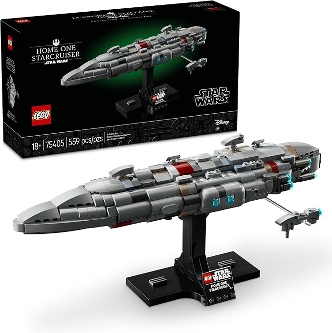LEGO Star Wars Home One Starcruiser Building Set for Adults - Star Wars Collectibles Set with Display Stand - Building Kit with 559 Pieces - 75405