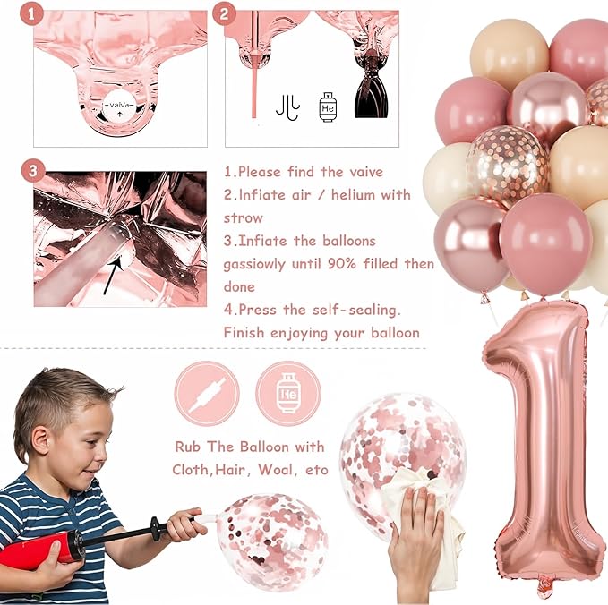 13th Birthday Decorations for Girls, Retro Pink Number 13 Balloon Set Happy 13th Birthday Banner Cake Topper Dusty Pink Beige Nude Rosegold Star Balloons for Boho 13 Year Old Bday Party Decoration