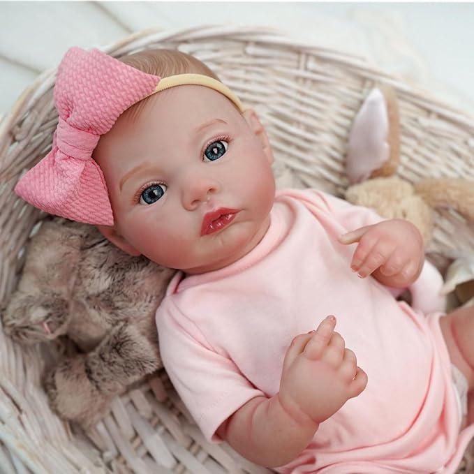 17" Realistic and Cute Reborn Baby Girl Beall Opened Her Eyes, Handmade Lifelike Reborn Doll, Advanced Painted Vinyl Gift Set for Kids Age 3+