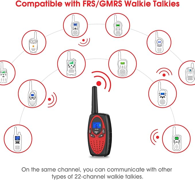 Walkie Talkies Long Range, Topsung M880 FRS Two Way Radio for Adults with Mic LCD Screen/Resistance Wakie-Talkies with Noise Cancelling for Men Women Outdoor Adventures Cruise Ship (Red 2 in 1)