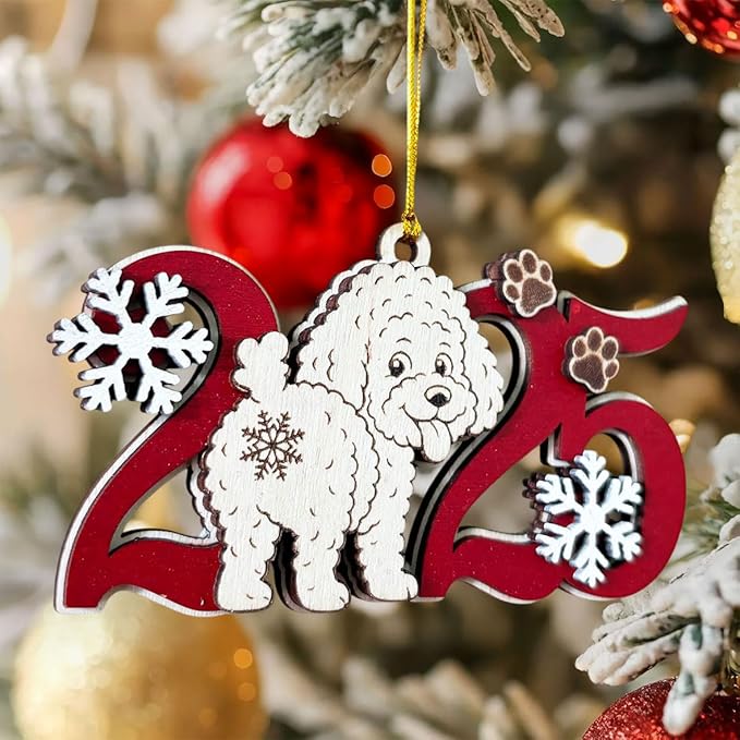 2025 Poodle Christmas Ornament – Wooden Dog Ornament for Tree, Cute Puppy Holiday Decoration, Personalized Pet Keepsake Gift for Women, Men, Kids, Dog Mom & Dad