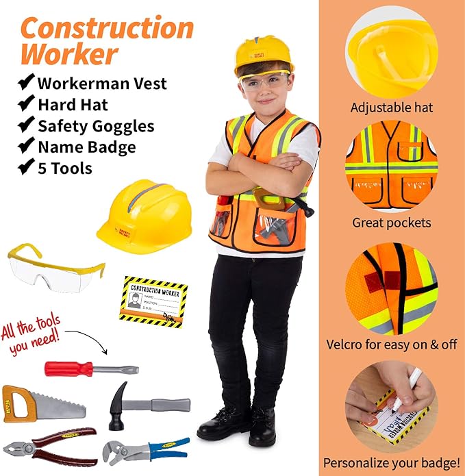 Born Toys Kids Dress Up Costumes for Toddlers - Washable Play Outfits for Boys & Girls, Ages 3-7 (Worker, Chef, Gardener)