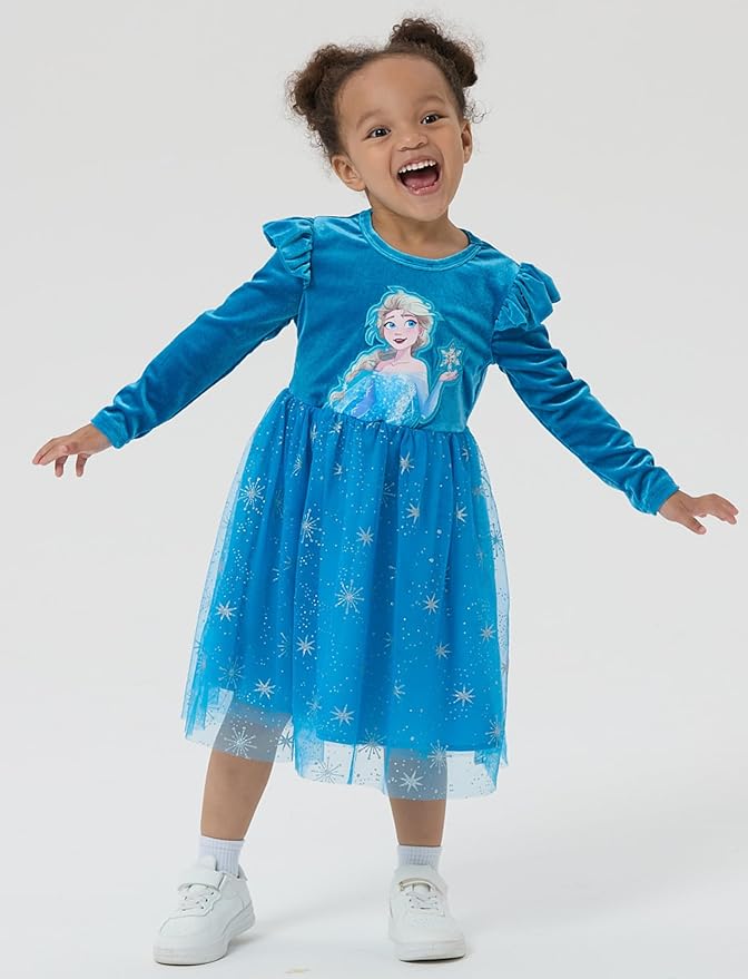 Disney Princess Frozen Minnie Mouse Dress Girls Sparkle Ruffle Tulle Tutu Birthday Party Fall Outfits Clothes Baby to Toddler