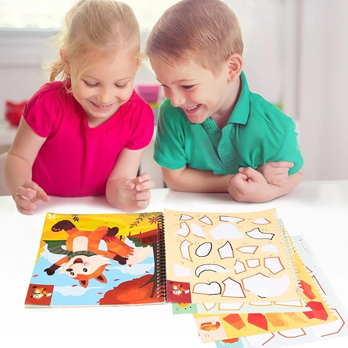 90shine 2PCS Fall Crafts for Kids Sticker Books Ages 4-8 Autumn Thanksgiving Themed Designs Party Gift Create 22 Pictures