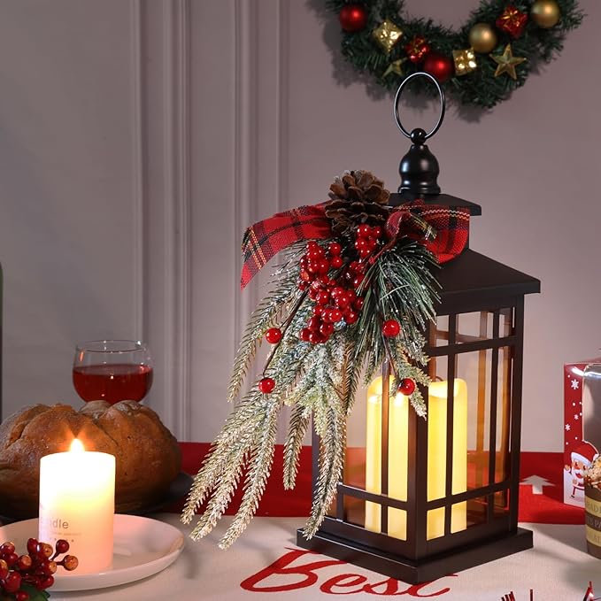 Christmas Decorations Outdoor Hanging Lanterns Holiday Decorative Lantern LED Candle Lantern Decorative Indoor & Outdoor, Christmas Decorations for Patio Front Porch Table Decor,Christmas Gifts