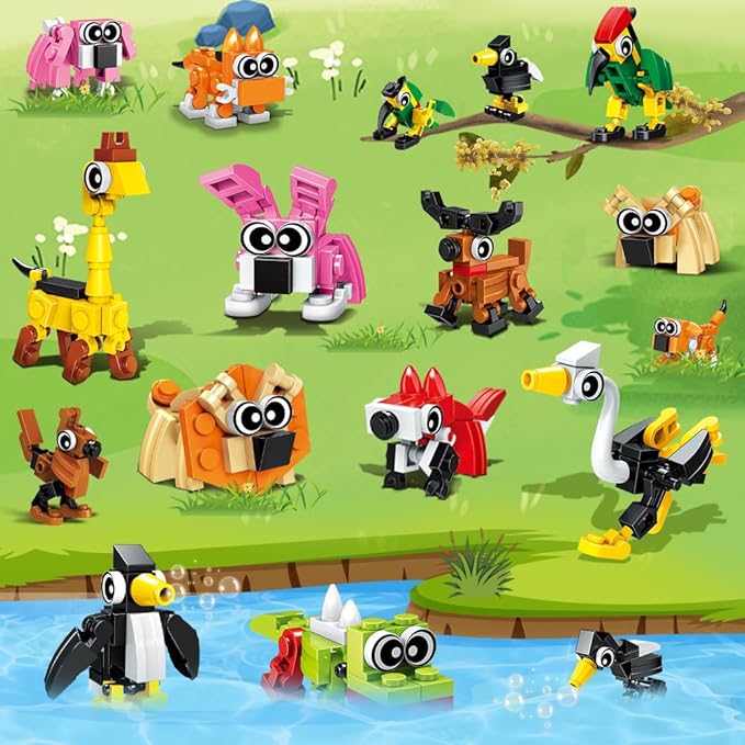 30 Pack Party Favors for Easter Gift, 750 PCS Animals Building Block Toy for Goodie Bag Stuffers, Classroom Student Prizes Children's Day Birthday for Kids Boys Girls Ages 6-12+