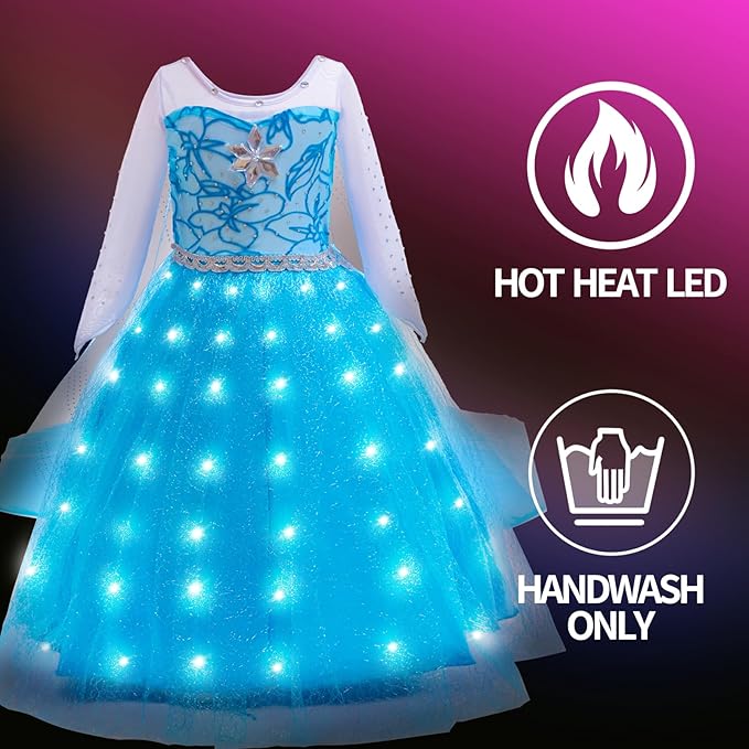 Princess Dress for Girls | Sparkly Cape & Crown | Ages 3-10 | Birthday, Halloween, Party Costume