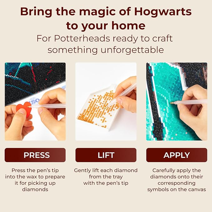 CRAFTHUB Harry Potter Diamond Art – Harry vs. Voldemort – 5D Diamond Painting Kit & Tools – with Big Trays & Light Pens – Officially Licensed Merchandise – 19.7' x 23.6"