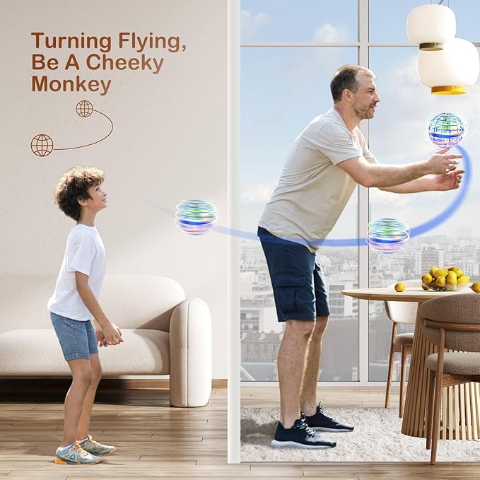 Flying Orb Ball 2024 Galaxy Cosmic Globe UFO Boomerang Hover Ball Galatic Fidget Spinner Mini Drone Cool Toys Birthday Gift Ideas for 6 7 8 9 10+ Year Old Boys Girls Teens Indoor Outdoor(Blue)