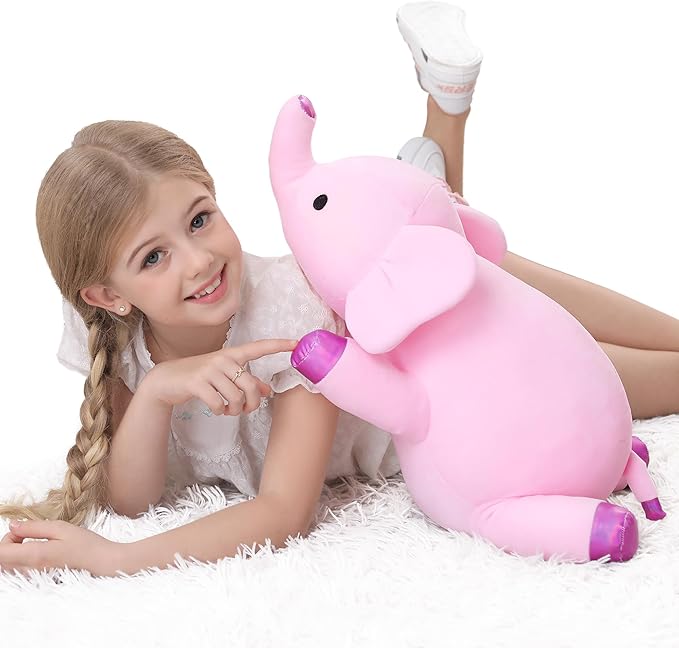 4.2lbs 24in Elephant Weighted Stuffed Animals,Weighted Plush, Gifts for Kids, Adults,Girls and Boys(Pink)