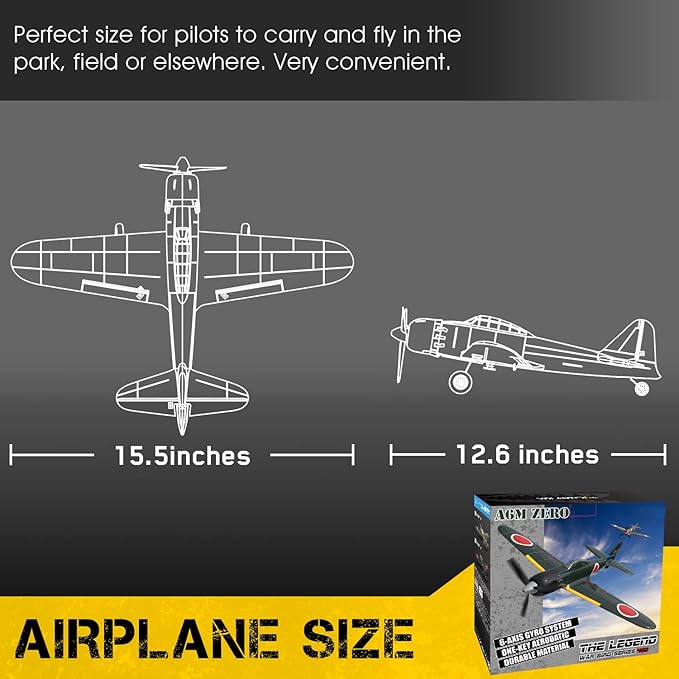 Romote Control Airplane Zero Fighter, 4 Channel RTF RC Plane with 6-Axis Gyro, WW2 Warbird Aircraft Toy Gift for Adults & Kid