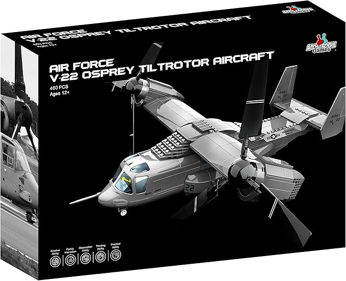 Apostrophe Games V-22 Osprey Tiltrotor Aircraft Building Block Set - 460 Pieces