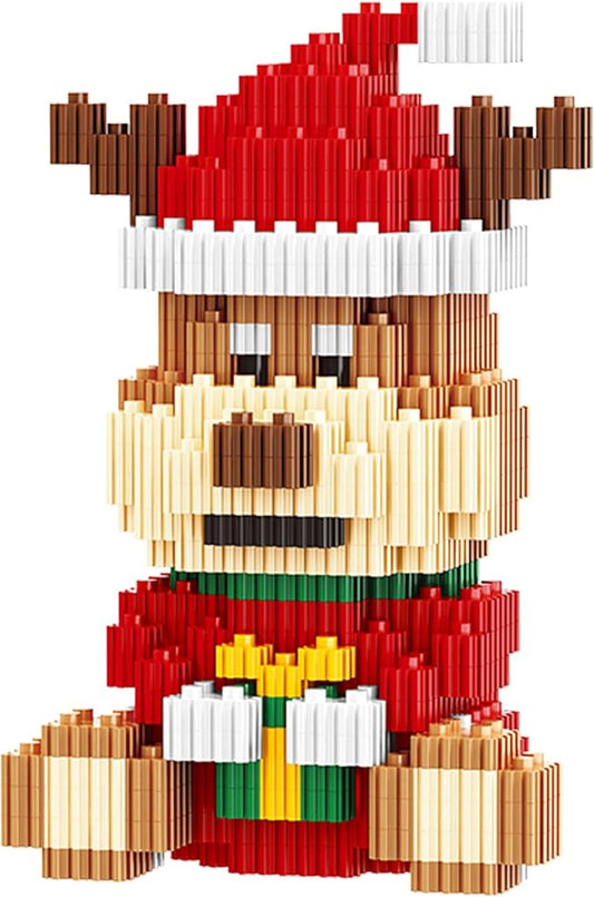 Christmas Building Blocks Compatible for Lego Christmas Reindeer Micro Blocks Stacking New Toys Holiday Present Box New Year Gifts for Kids 6-12 Years Old Boys and Girls (Reindeer)