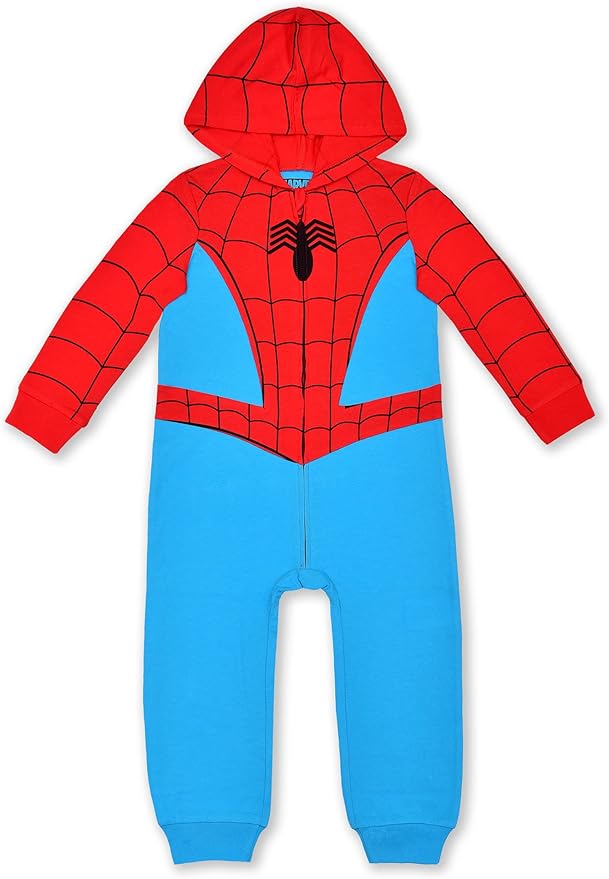 Marvel Hulk, Captain America, Iron Man or Spider-Man Boys Zip Up Hooded Coverall for Infant and Toddler