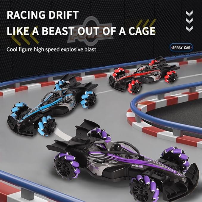 2.4GHz Remote Control Car - 360° Spin High-Speed Drift F1 Formula Racing, with Spray, Music & Light, Toy for Kids 8-12 Year Birthday Coolest Best Toy(Red)