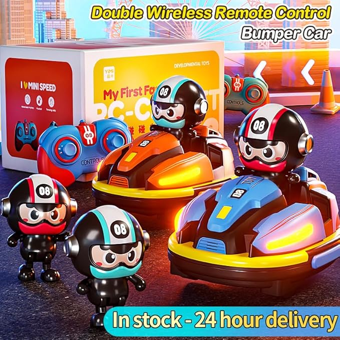 OBEST Bumper Cars Two-Player Racing Game, 2.4 GHz Remote Control Bumper Cars for Kids Two-Piece Suit, RC Battle Race Cars with Light & Music