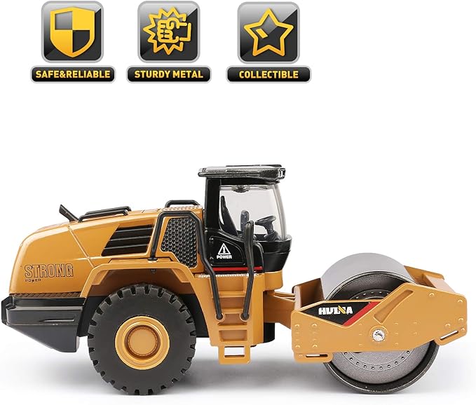 1/50 Scale Diecast Road Roller Toy, Metal Construction Vehicles Model Toy for Kids (Road Roller)